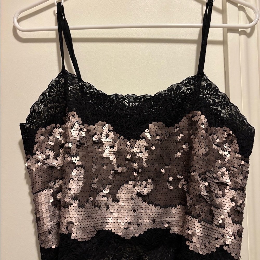 Sequin Lace Cami Crop Top
